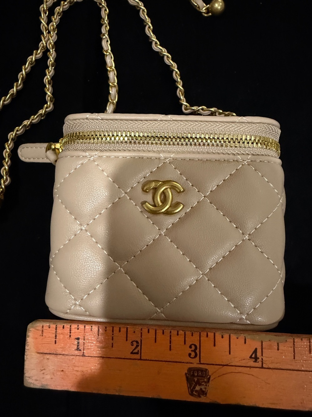 Chanel 2021 Beige Quilted Mini Crossbody Vanity Pouch - Picture 5 of 8